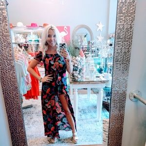 Tropical print romper